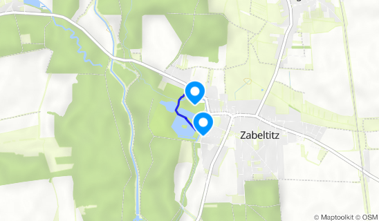 Kartenausschnitt Palais und Barockgarten Zabeltitz